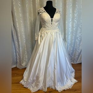 Satin & lace wedding gown